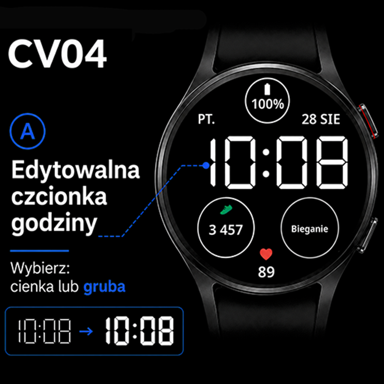 Dwa style czcionki godziny CV04 Orbit